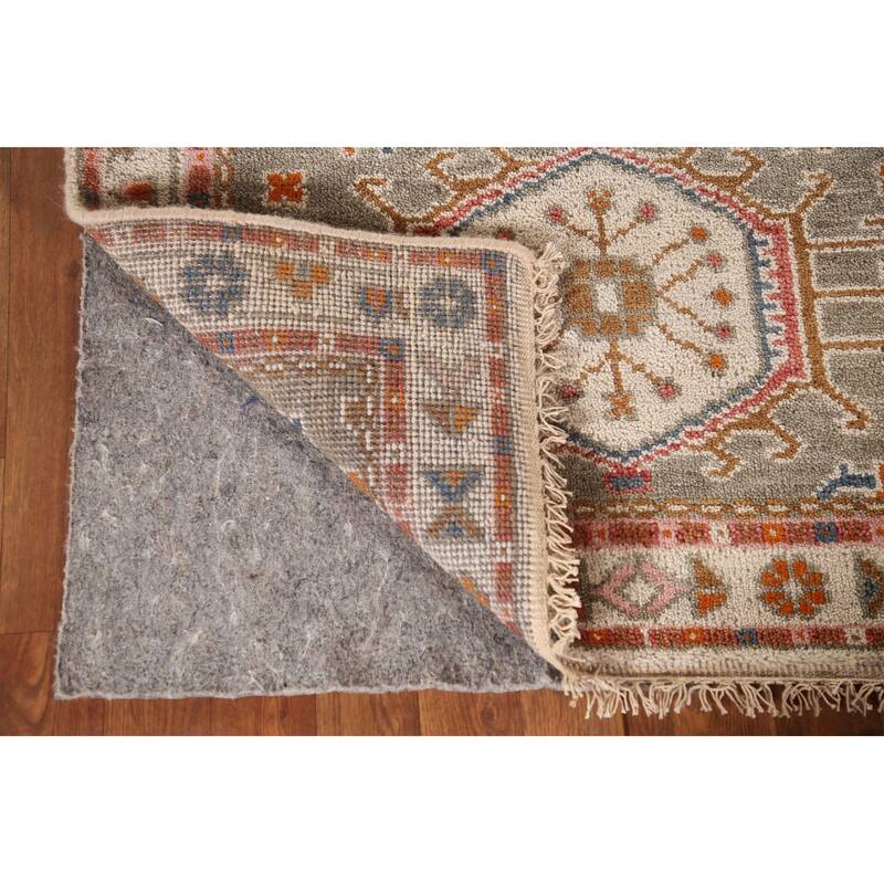 Geometric Grey Kazak Accent Rug Handmade Traditional Wool Carpet - 3'1"x 5'0"