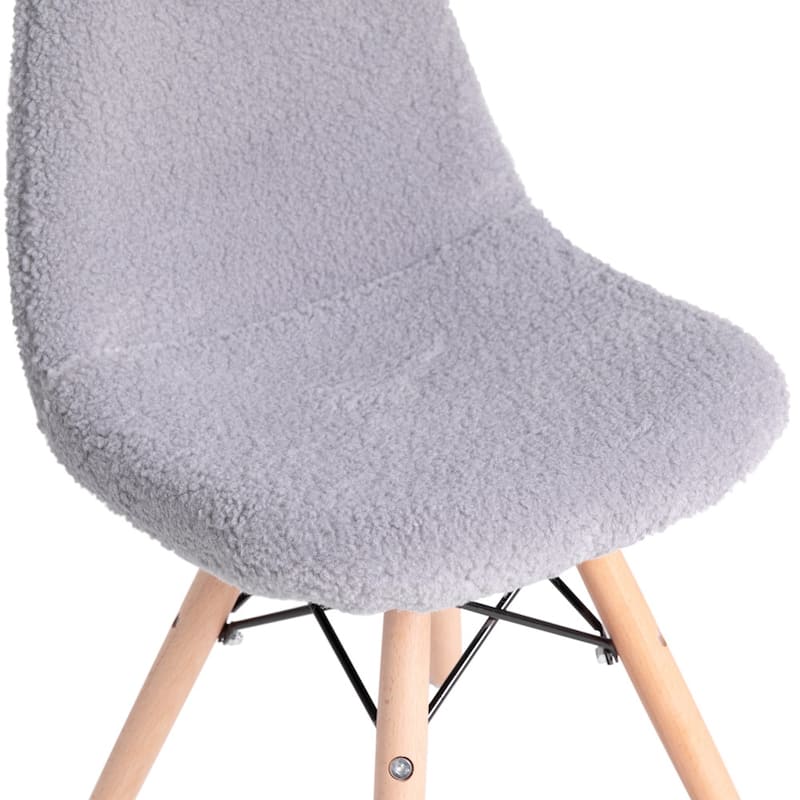 Set of 2 Kids Armless Faux Shearling Faux Sherpa Chairs - Beechwood Legs