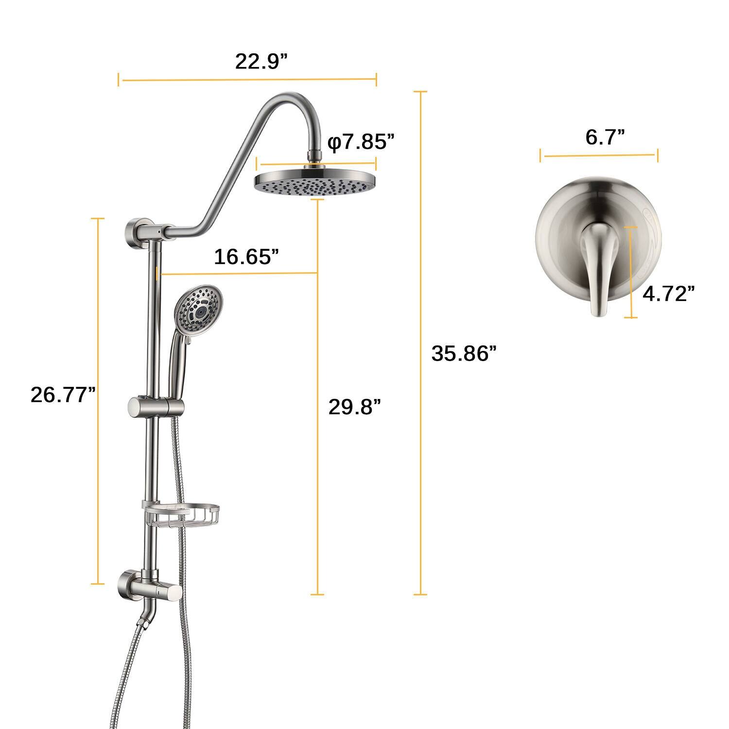 Vanityfair Modern Shower System With Rain Shower Head & Tub Spout