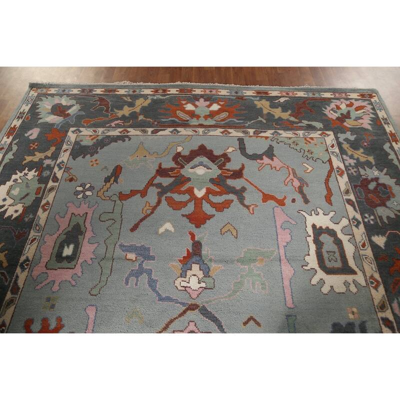 Transitional Gray Oushak Oriental Area Rug Handmade Wool Carpet - 8'1"x 9'10"