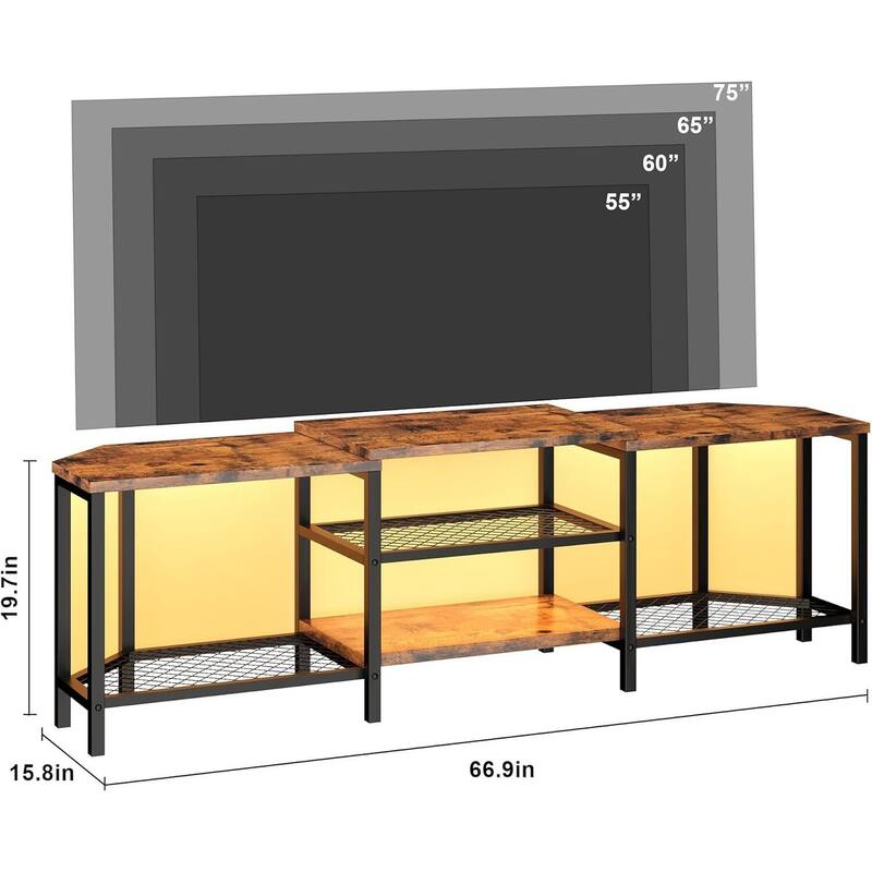LED TV Stand, with Power Outlets, Up to 75 Inch