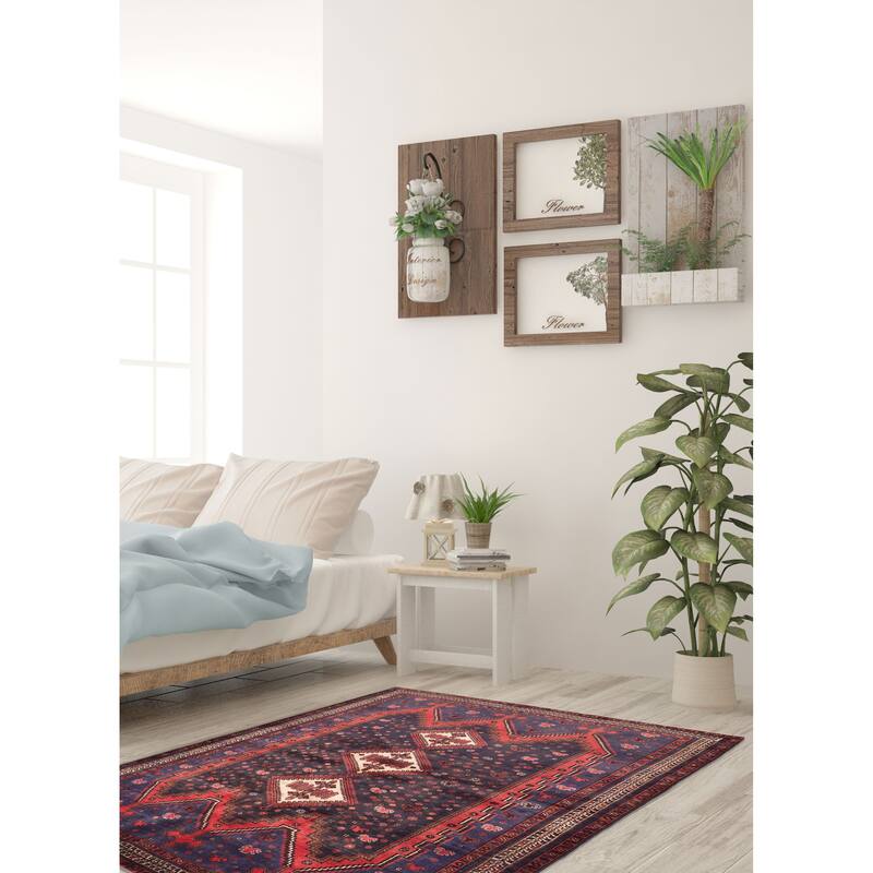 ECARPETGALLERY Hand-knotted Melis Dark Navy Wool Rug - 5'3 x 7'2