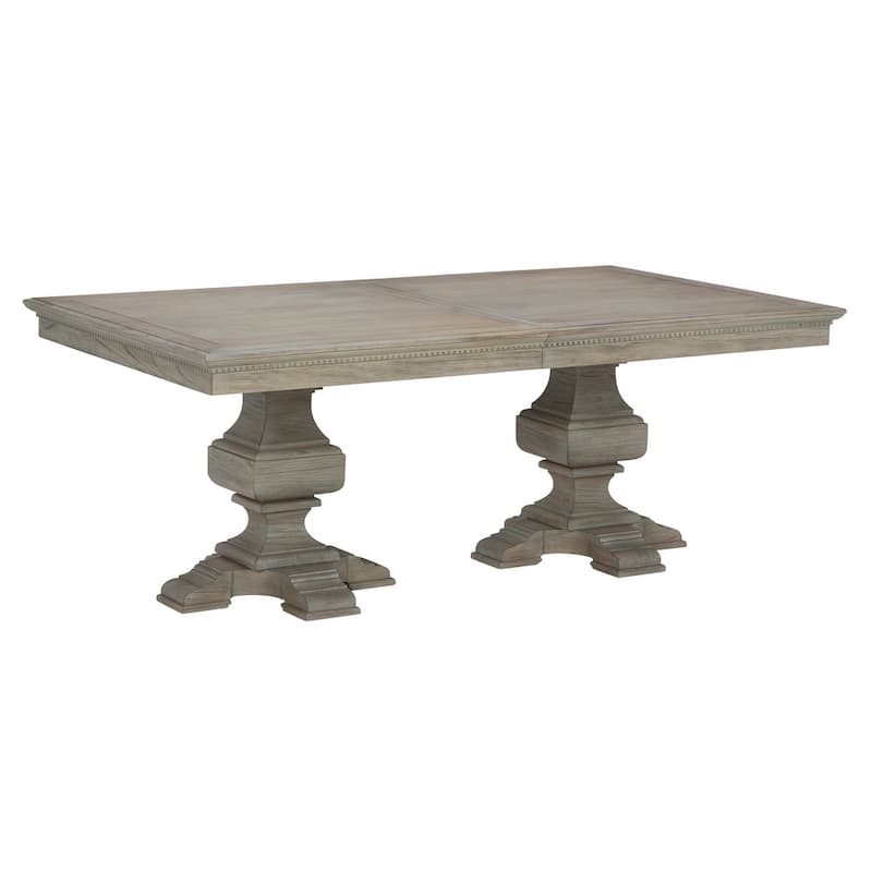 Driftwood Finish Wood Pedestal Rectangular Dining Table - Driftwood