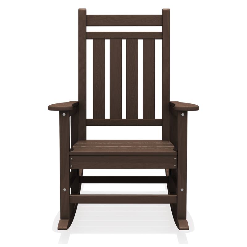 Modern High-Back Rocking Adirondack Chair All Weather - Coffee