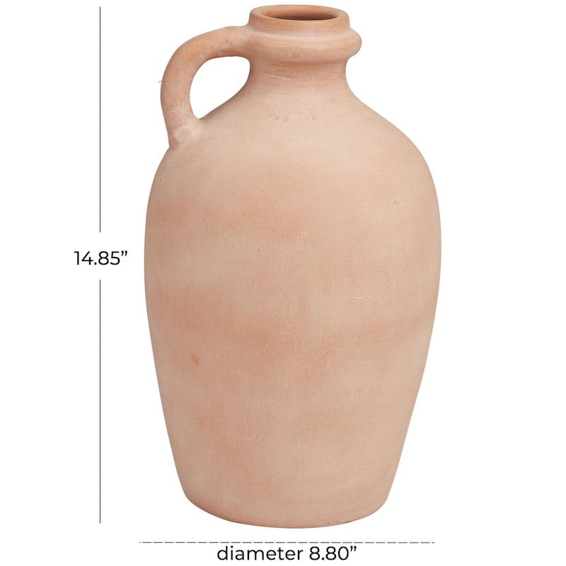 Ceramic Terracotta Jug Decorative Vase with Handle - Orange - Roche River Decor