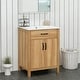 preview thumbnail 32 of 37, Natural Oak Bathroom Vanity with Ceramic Sink Solid Wood MDF Storage Cabinet for Bathroom 24/30/48/60 inches