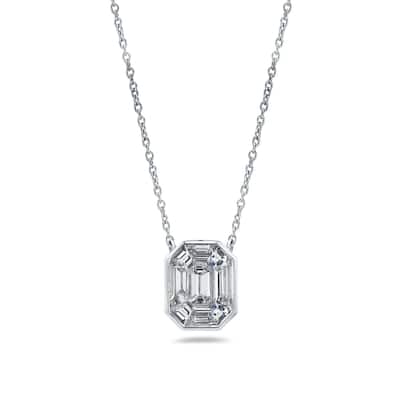 Auriya 14k Gold 1/2ctw Emerald-cut Diamond Station Necklace (G-H, VS1-VS2)