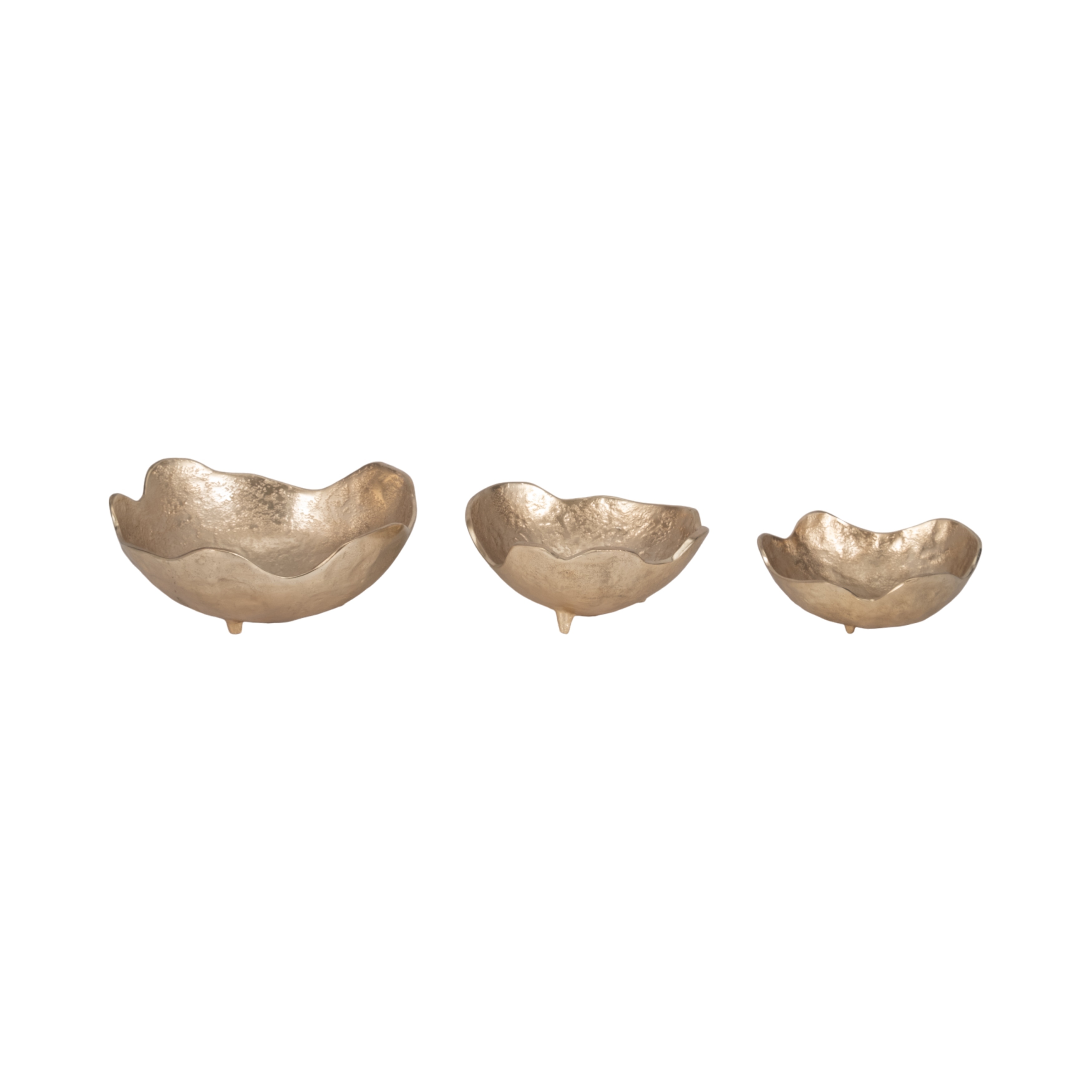 Sagebrook Home Set of 3 8/10/12" Metal Gold Organic Bowls - 12" x 11" x 5"