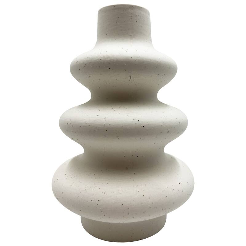 8 Inch Tall Beige Ceramic Vase