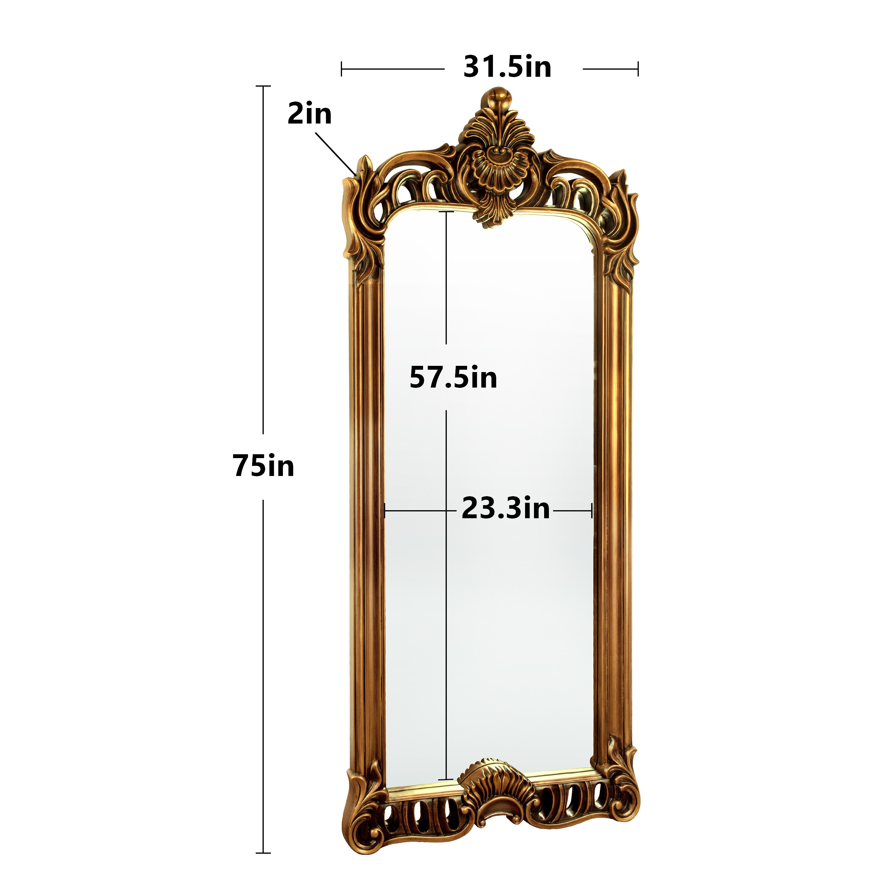 Oversized Vintage Gold Ornate Full Length Floor Mirror Baroque
