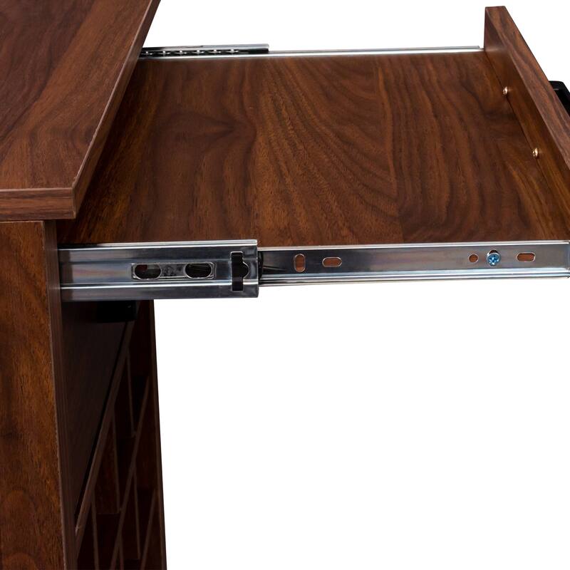 Anmytek Modern Tall Wine Cabinet with 24 Bottle Storage and Drawers Walnut Finish Industrial Bar Furniture