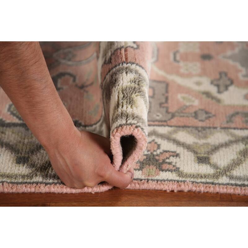 Pink Oushak Indian Runner Rug Handmade Wool Carpet - 2'7"x 9'11"