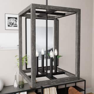 Hunter Squire Manor 15" 4-Light Pendant - Island, Dining Room, Entry - Modern Farmhouse, Transitional, Candle, Caged