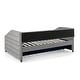preview thumbnail 7 of 8, Upholstered Tufted Daybed w/ Pull-out Trundle Sofa Bed - Full,Gray