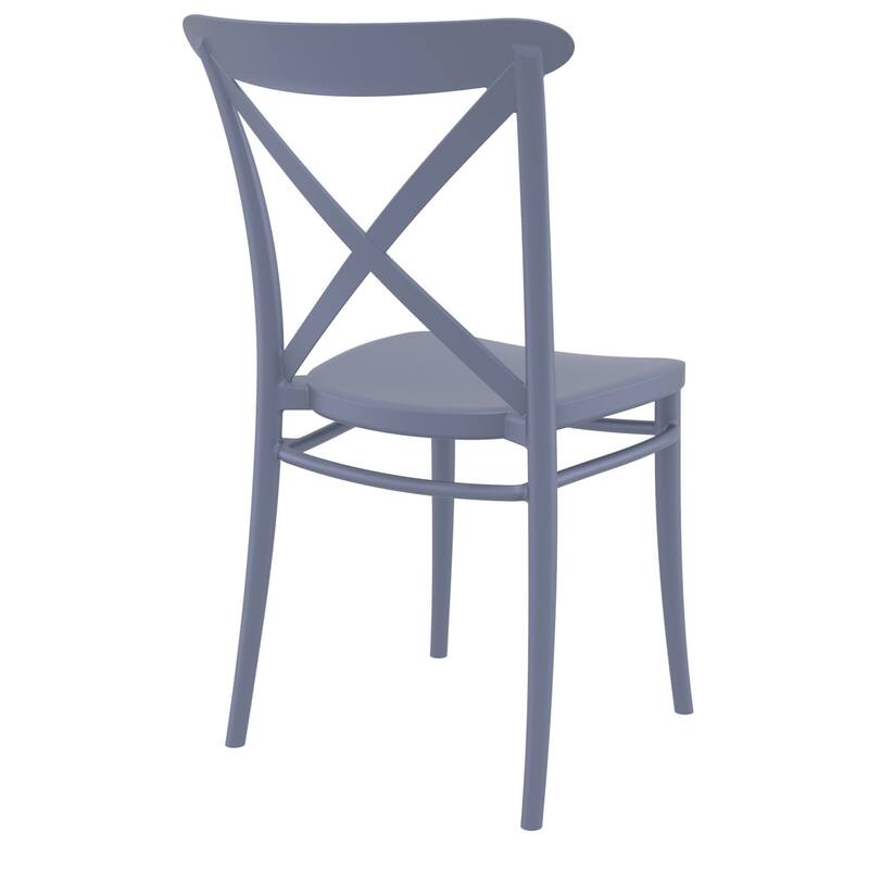 34.25" Gray Patio Cross Armless Dining Chair