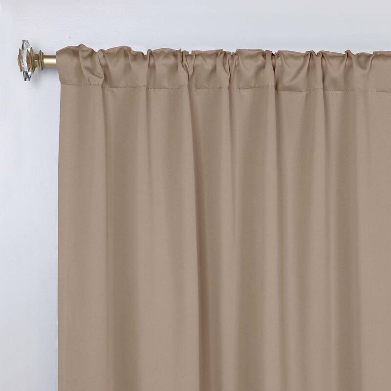 Superior Solid Machine Washable Room Darkening Curtains with Back Tabs, Set of 2