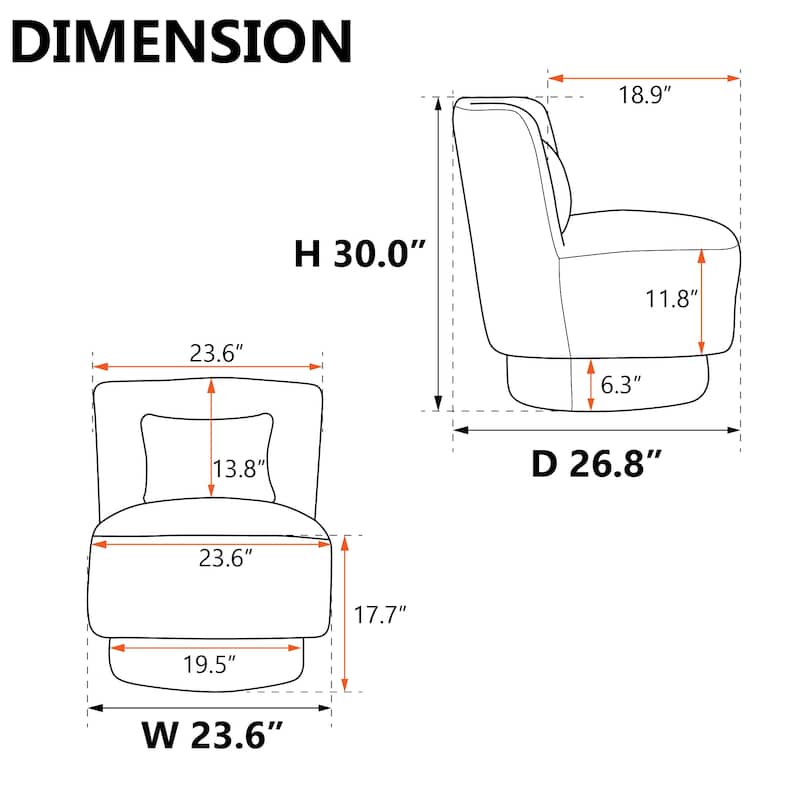 23.6"W Swivel Accent Chair and Comfy Accent Sofa Chair for Living Room, 360 Degree Club Chair