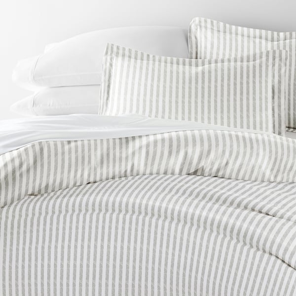 slide 2 of 8, Becky Cameron Rugged Stripes Ultra Soft Oversized 3-piece Duvet Cover Set Light Gray - King