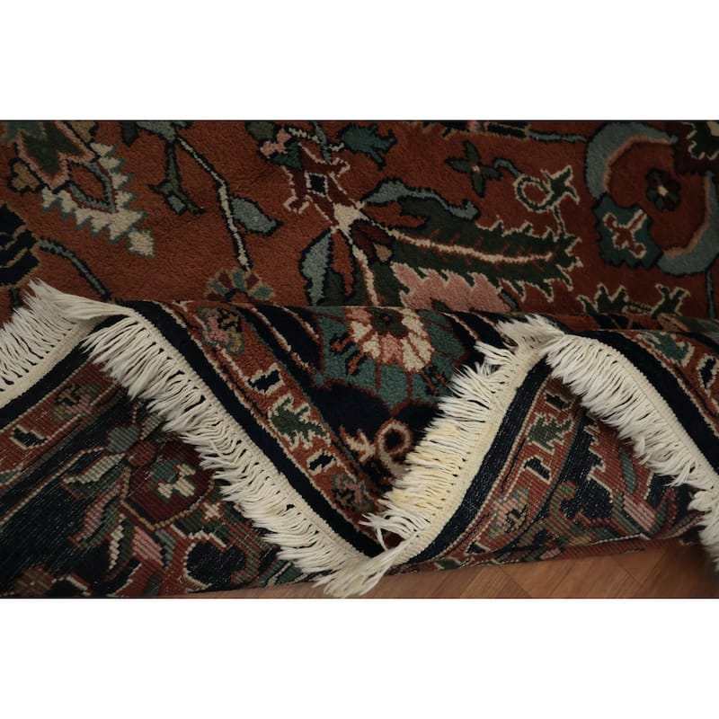 Hand Knotted Oriental 100% Wool Carpet Transitional All-Over Oranges & Rust Oushak Area Rug - 9' 10'' X 7' 11''