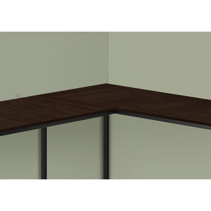 Computer Desk, Home Office, Corner, 58"l, L Shape, Work, Laptop, Brown Laminate, Black Metal, Contemporary - Brown