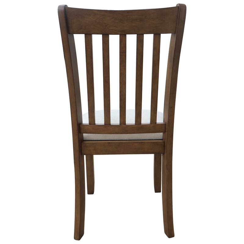 Dining Chairs Set of 2, Wooden Upholstered Kitchen Chairs, Breakfast Chairs with Slatted Back and Rubber Wood Frame