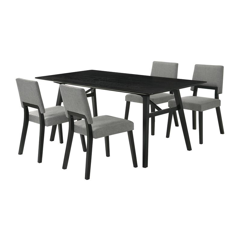 Channell Black or Walnut Wood 5 Piece Dining Set
