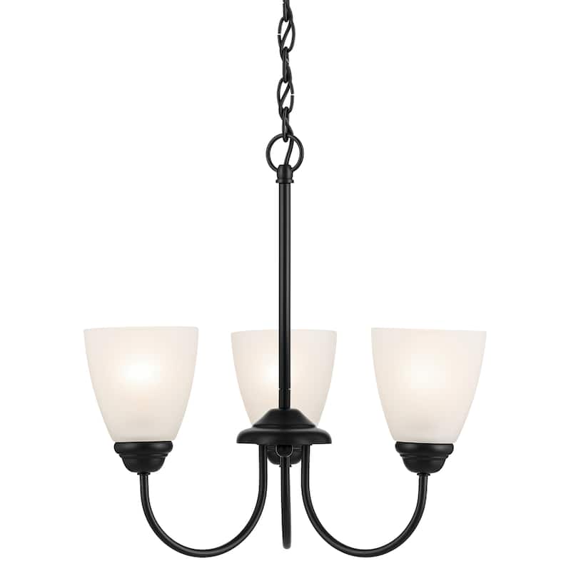 Kichler Lighting Jolie 3-Light Mini Chandelier with Satin Etched Glass in Black