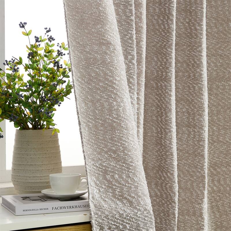 HLC.ME Easton Jacquard Slub Texture - Privacy Curtains with Back Tab Rod Pocket Lightweight Window Curtains Panels, Set of 2