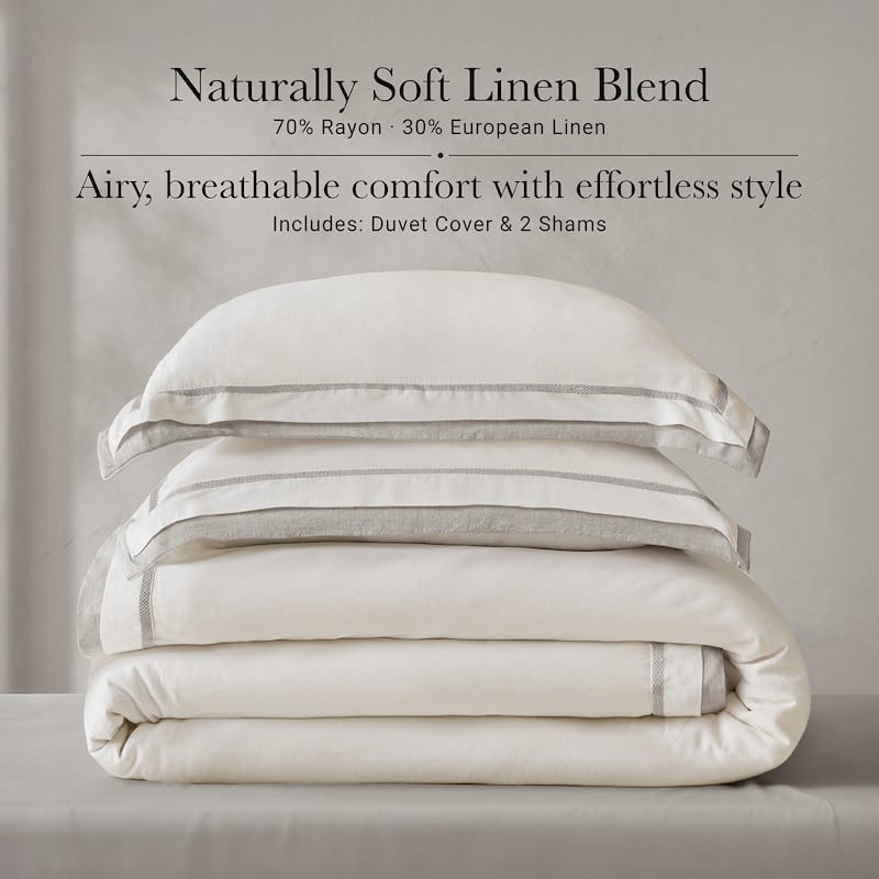 Harbor House Linen Blend Double Flange Duvet Cover Set