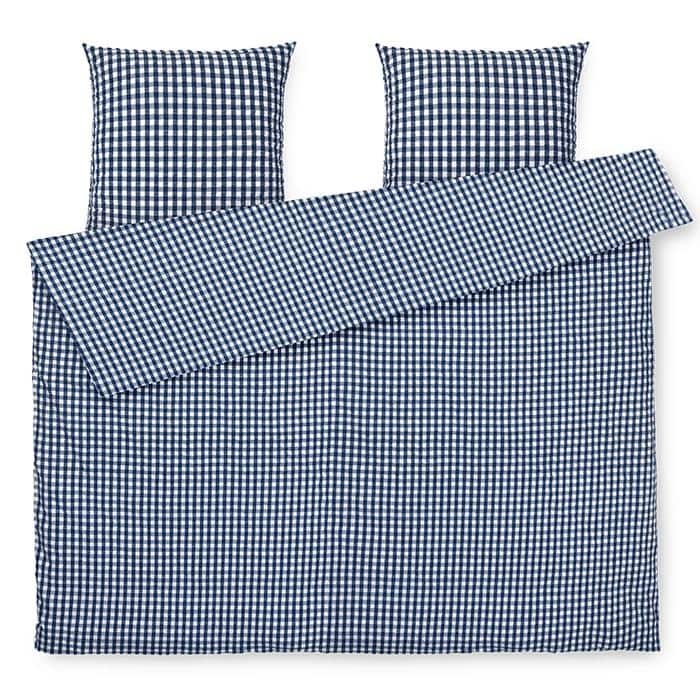 JUNA Bæk&Bølge Duvet Cover Set, Dark Blue/White - Full