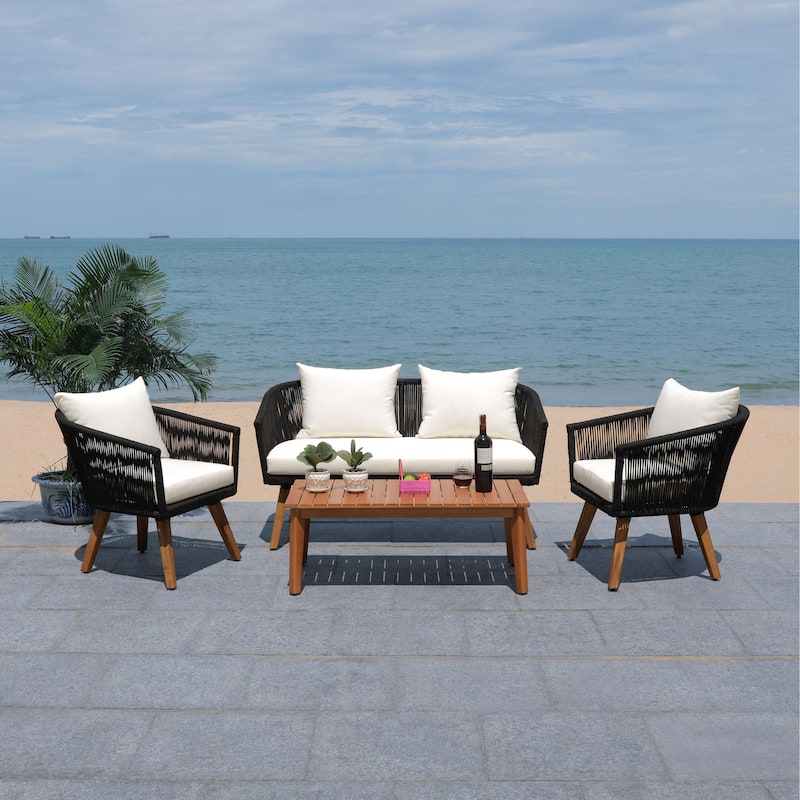 SAFAVIEH Outdoor Erinka 4-Piece Living Set - 55W x 30D x 28H