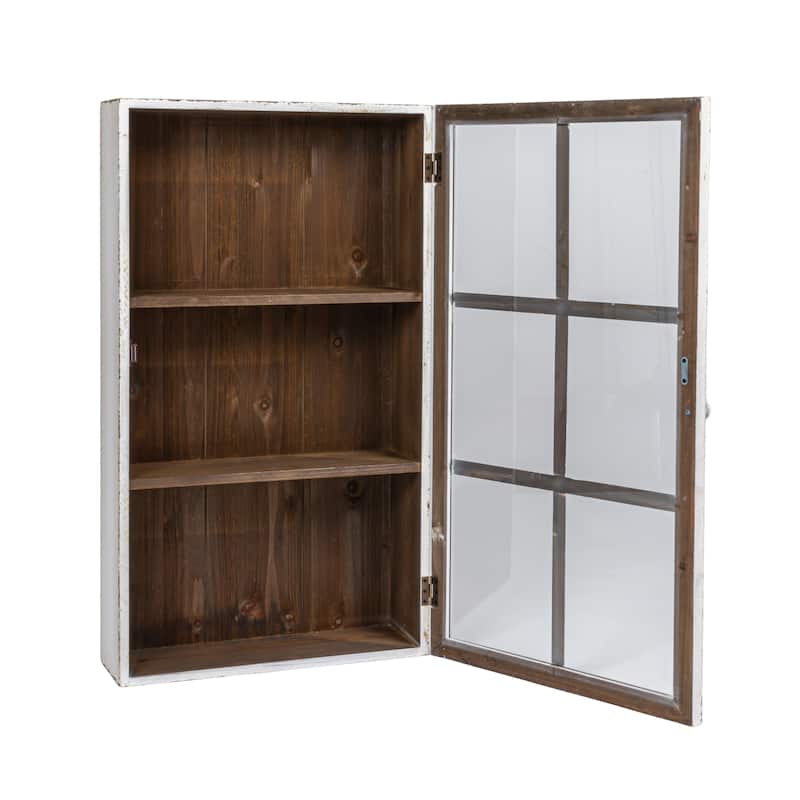 White Wood Wall Cabinet with 3 Shelves