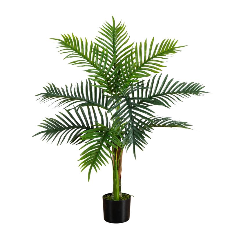 3-ft UV Resistant Artificial Double Robellini Palm Tree - Green