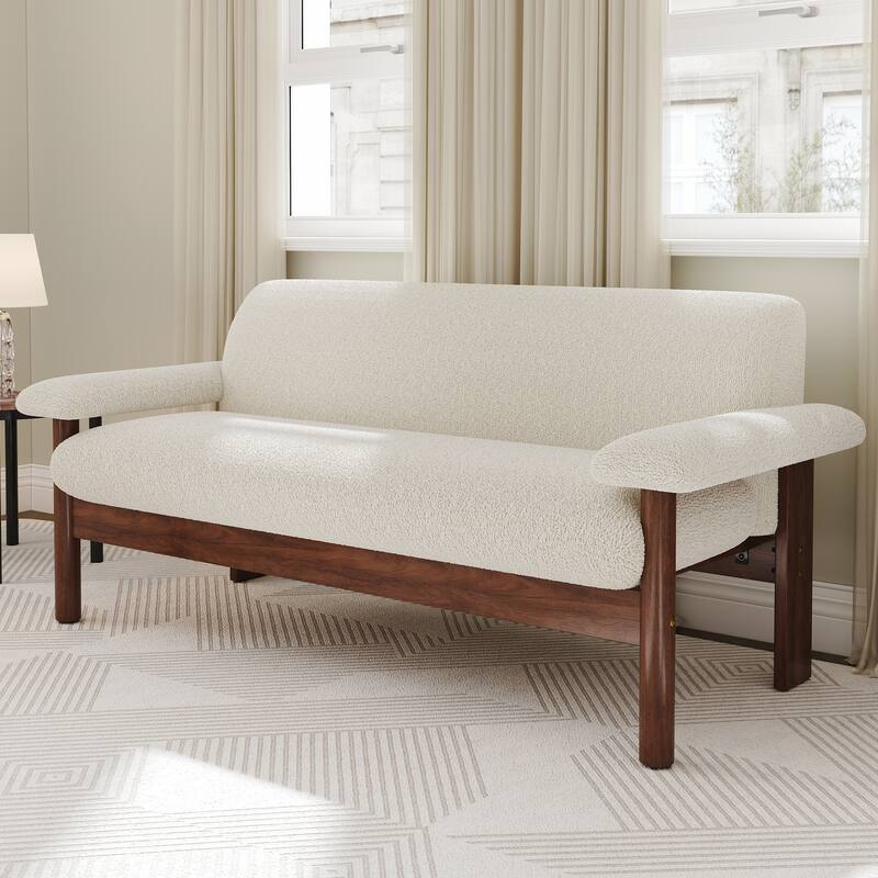Christopher Knight Home - Arlo Modern Upholstered 2-Seater Loveseat with Armrest Pillows and Rubberwood Frame