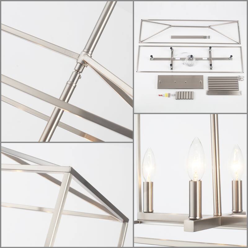 37.79" Wide 7-Light Traditional Farmhouse Rectangle Chandelier, Semi Flush Mount Chandelier, Kitchen Island Chandelier