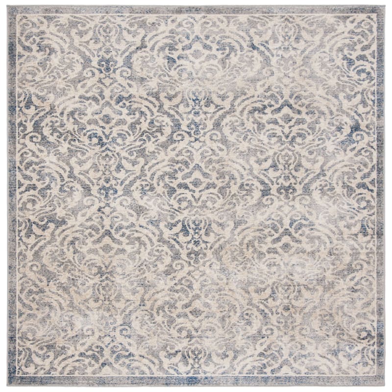 SAFAVIEH Brentwood Beulah Traditional Oriental Rug - 6'7" Square - Light Grey/Blue