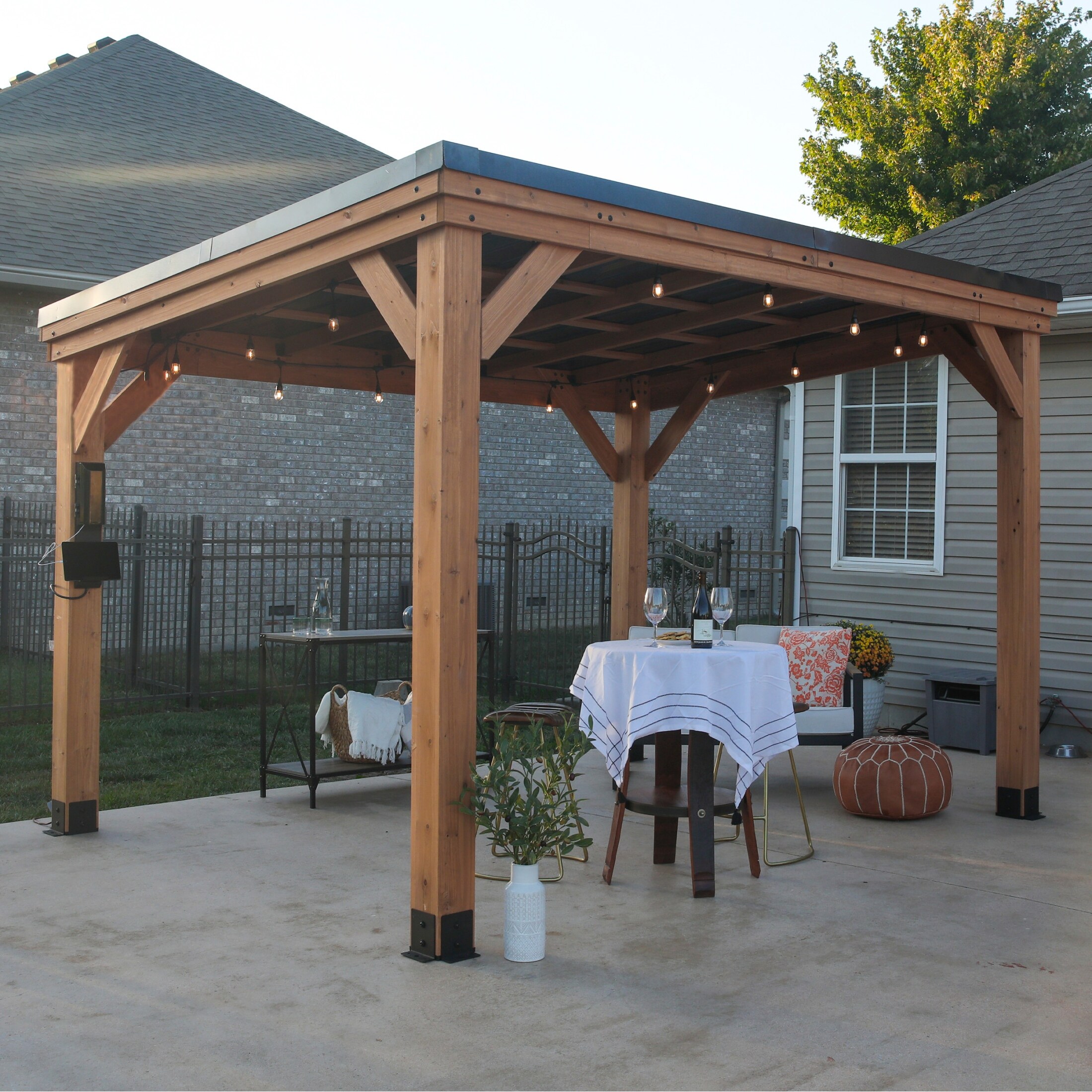 Backyard Discovery Arcadia 12x9.5' Cedar Wood Gazebo with Steel