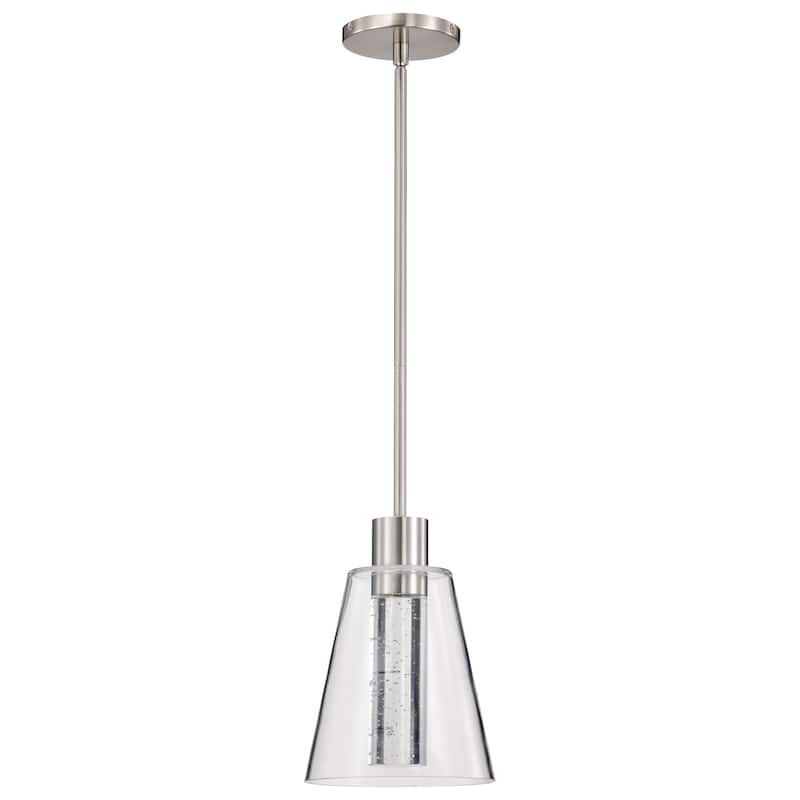 Aura 7 Inch LED Pendant Brushed Nickel K9 Bubble Crystal 3000K CCT - Brushed Nickel