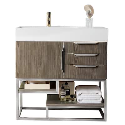 James Martin Vanities Columbia 36" Single Vanity, Ash Gray with Brushed Nickel Hardware