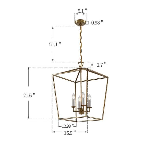 H25 X W17 Gold Or Black Cage Large Lantern Iron Art Design Candle-style 