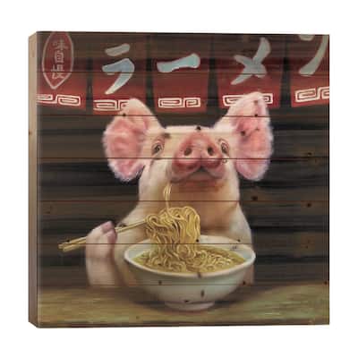 Oodles of Noodles Print On Wood by Lucia Heffernan - Multi-Color