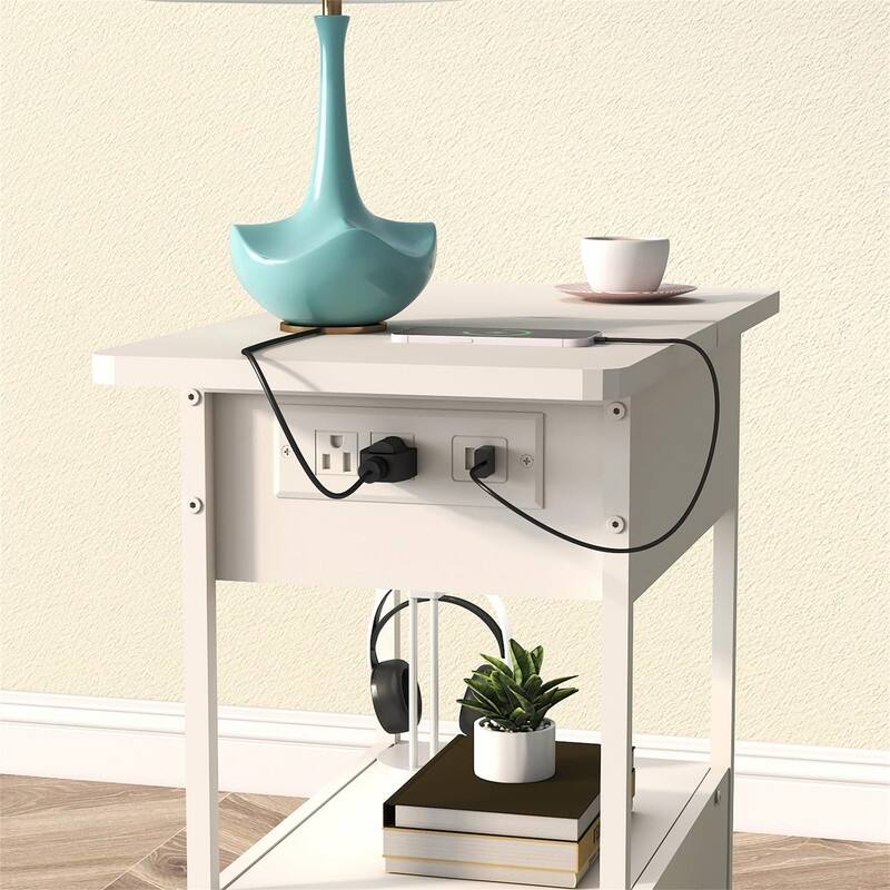 End Table with Charging Station - 23.75"D x 11.85"W x 24.7"H