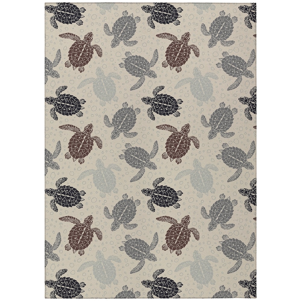 Indoor/ Outdoor Surfside Turtle Washable Rug New