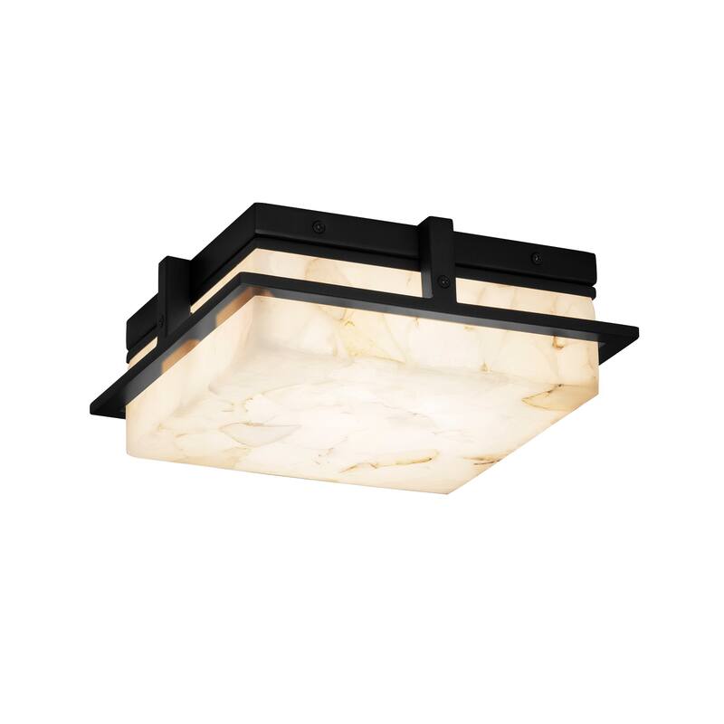 Justice Design Alabaster Rocks! Avalon 10-inch Matte Black LED Outdoor Flush-Mount, Alabaster Rocks Shade - Matte Black