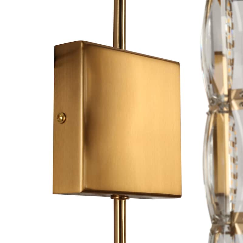 Modern Gold LED 1-Light Crystal Cylinder Wall Sconce Bathroom Vanity Light - Dia. 4.3" x H 19.7"