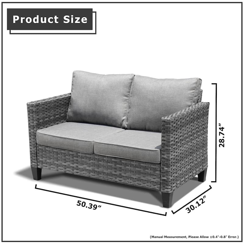 OVIOS Patio Outdoor Grey Wicker Loveseat