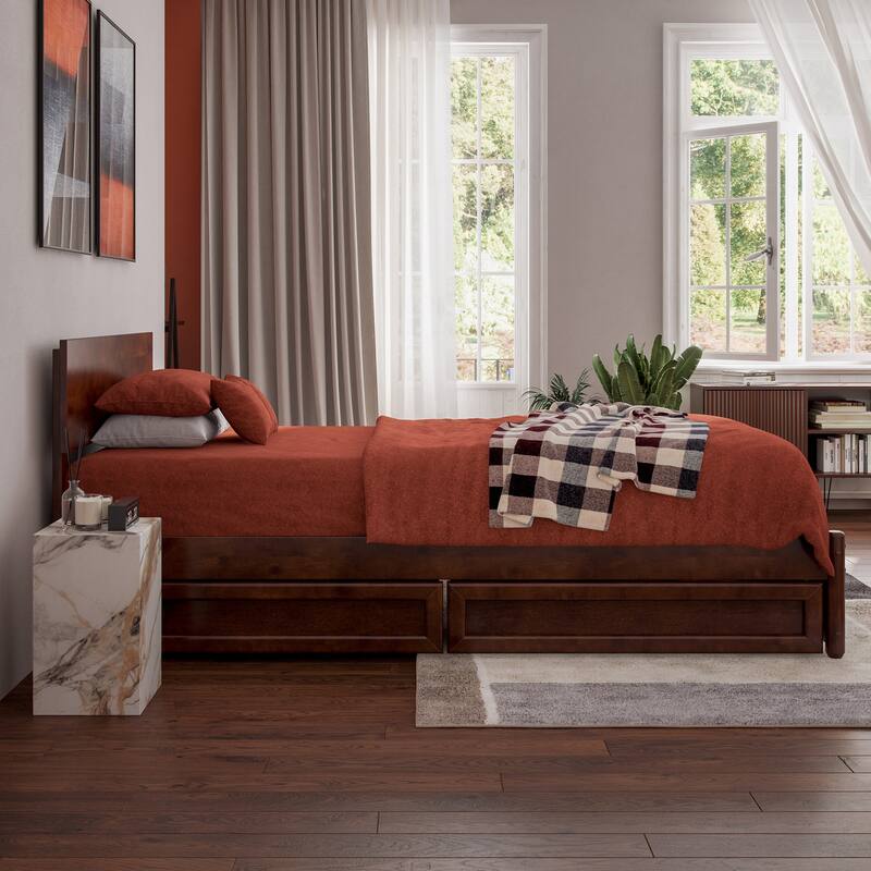 Wesley Platform Bed with Panel Footboard and Storage Drawers