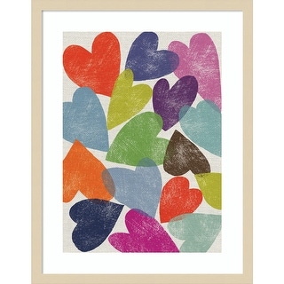 Printed Hearts by Jenny Frean Wood Framed Wall Art Print - Bed Bath ...