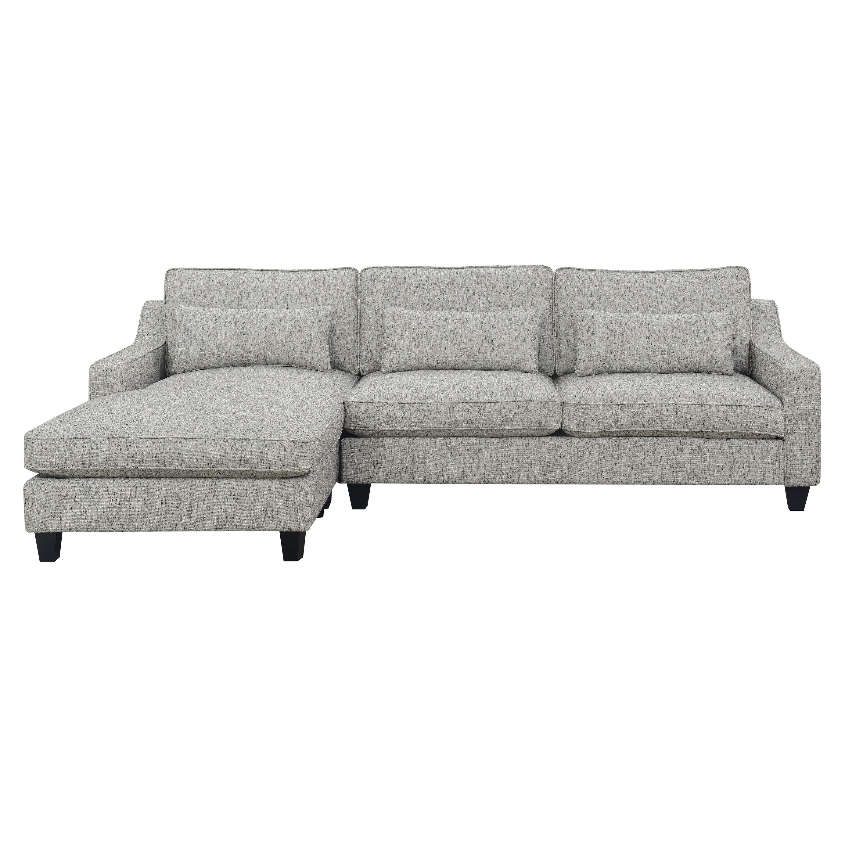 Porch Den Faria Kenya Tweed Grey Sectional Sofa With 3 Pillows Overstock 28456119