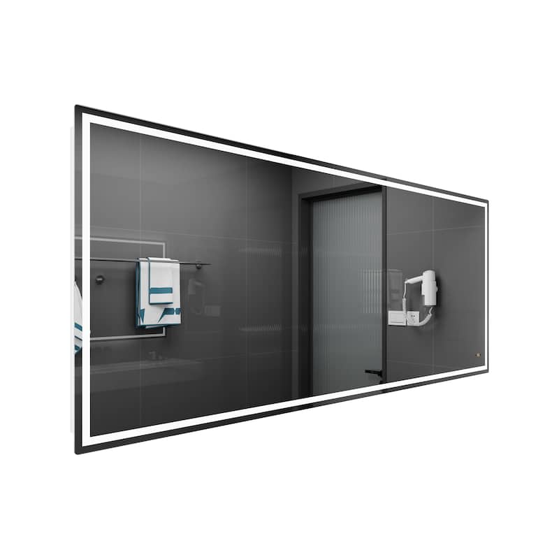 CB HOME Gesture Control Smart LED Mirror Bathroom, Lighted Wall Mounted Mirror, Dimmable, Frameless,Three Color,Front&BackLit